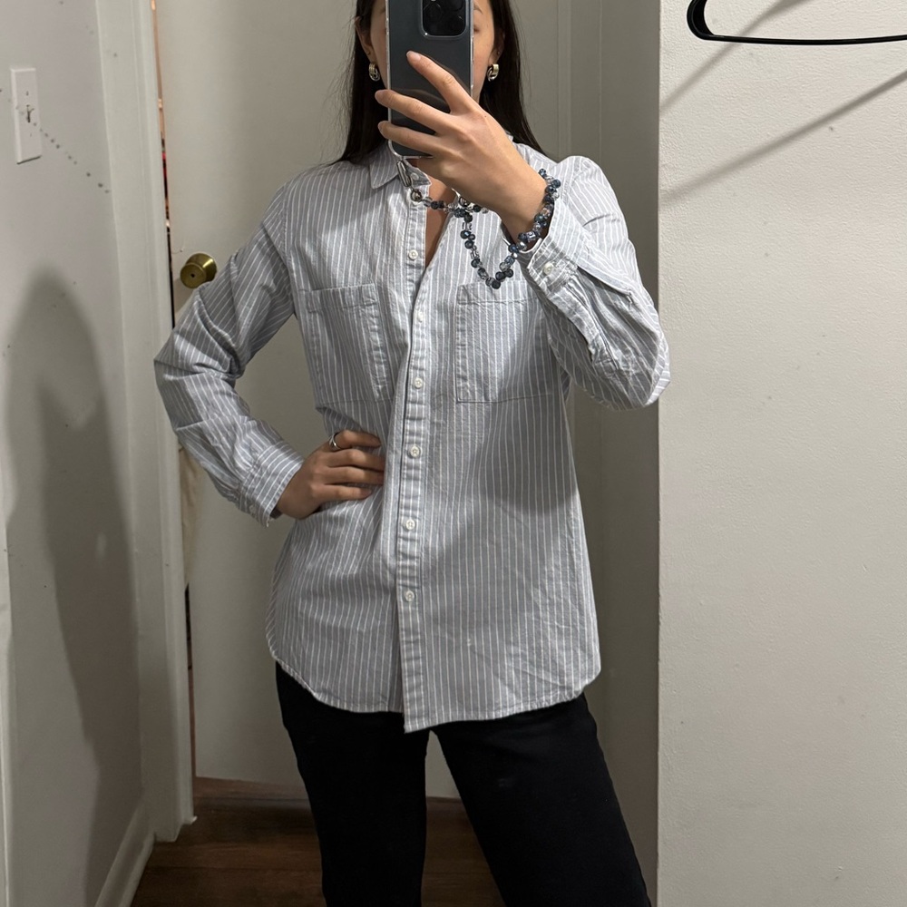 Garage Blue-White Striped Oxford Button-Down Shirt